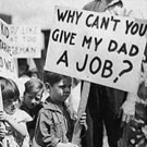 Children holding picket signs